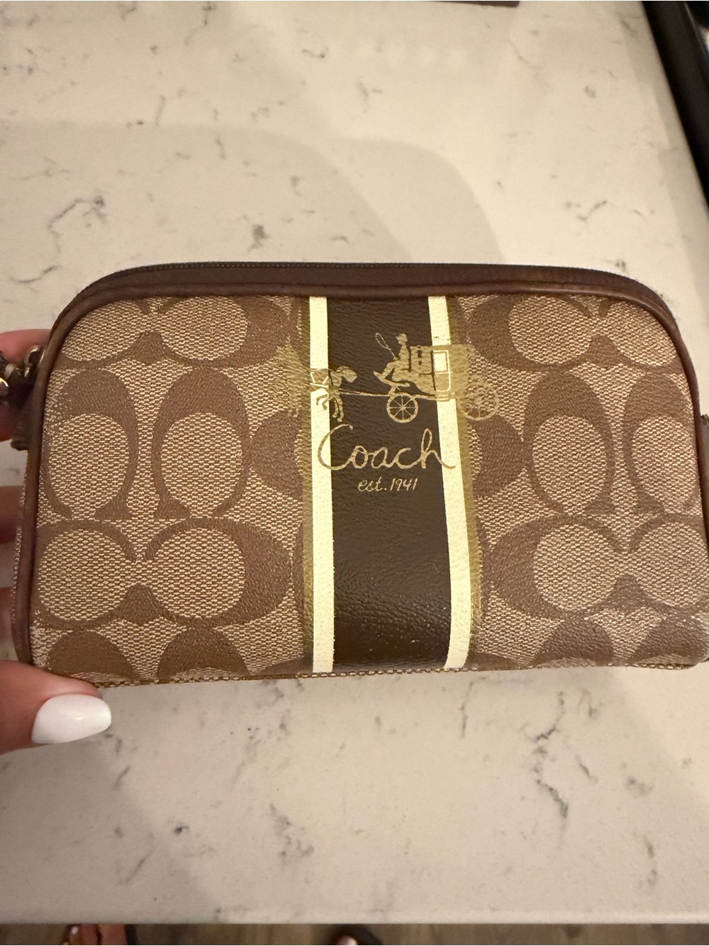 Coach Heritage Stripe Signature Cosmetic Case from the late 2000s Y2K